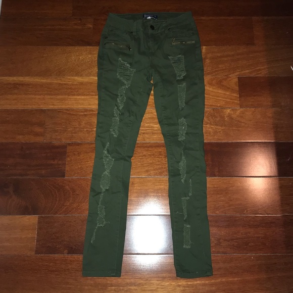 Green Ripped Pants - Picture 1 of 8